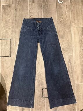 Fidelity Denim Wide-Leg Dark Blue High-Rise Jeans